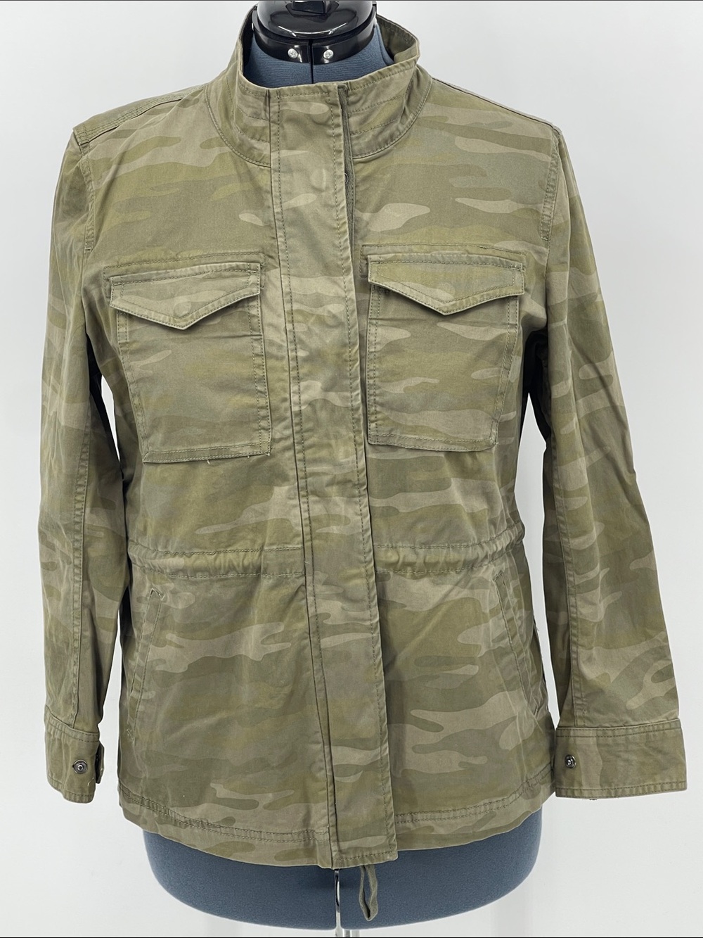 Style & Co. Olive Camo Utility Jacket WOMENS SIZE L DRAWSTRING